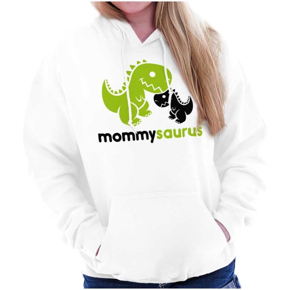 imageBrisco Brands Mommysaurus Cute Dinosaur Mothers Day Hoodie Sweatshirt WomenWhite