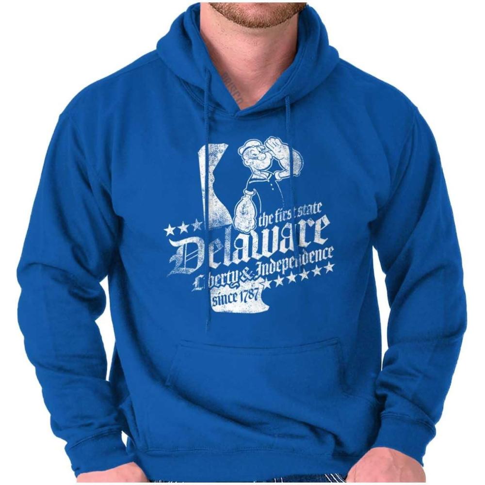 imageBrisco Brands Popeye Cartoon American States Hoodie Sweatshirt Women MenDelaware