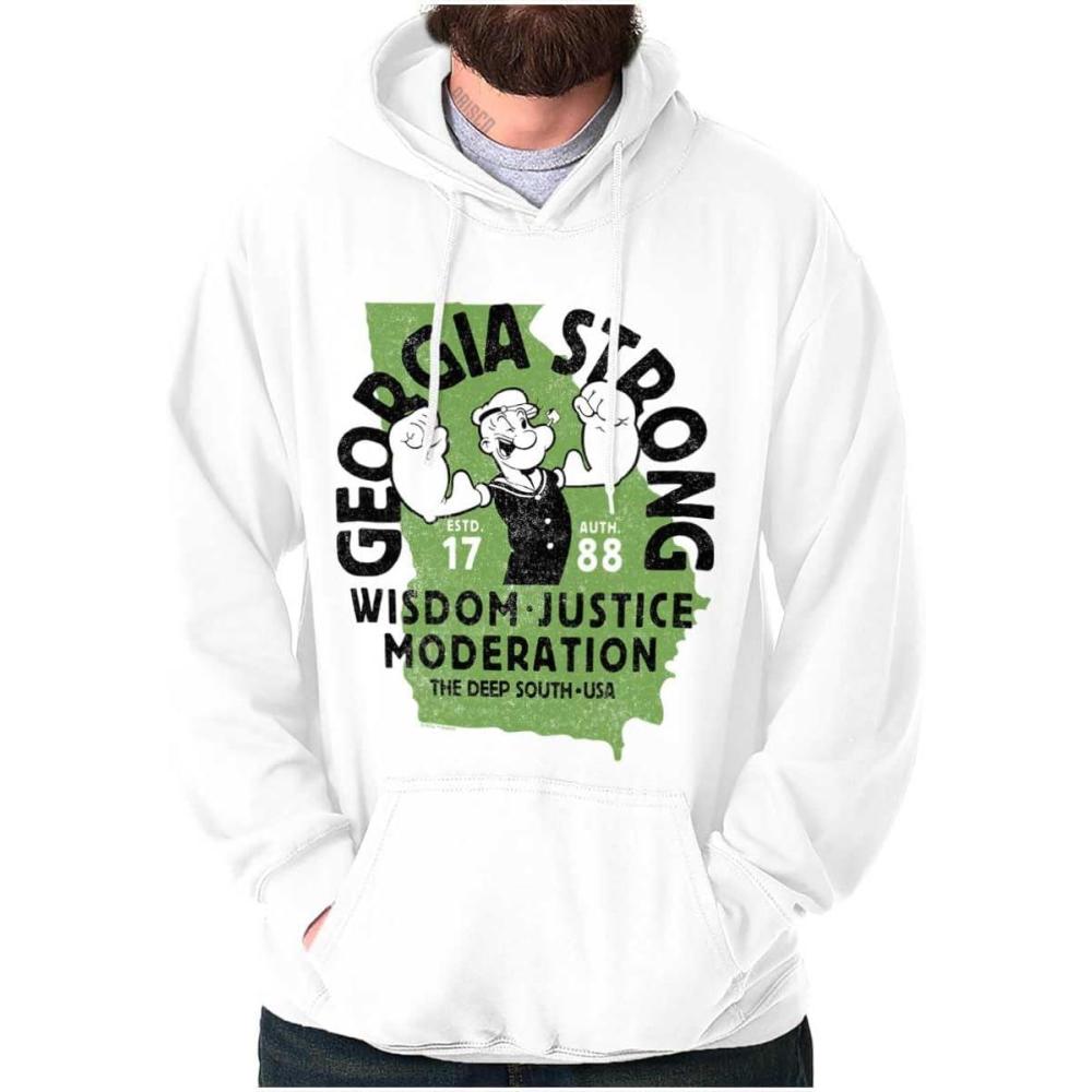 imageBrisco Brands Popeye Cartoon American States Hoodie Sweatshirt Women MenGeorgia