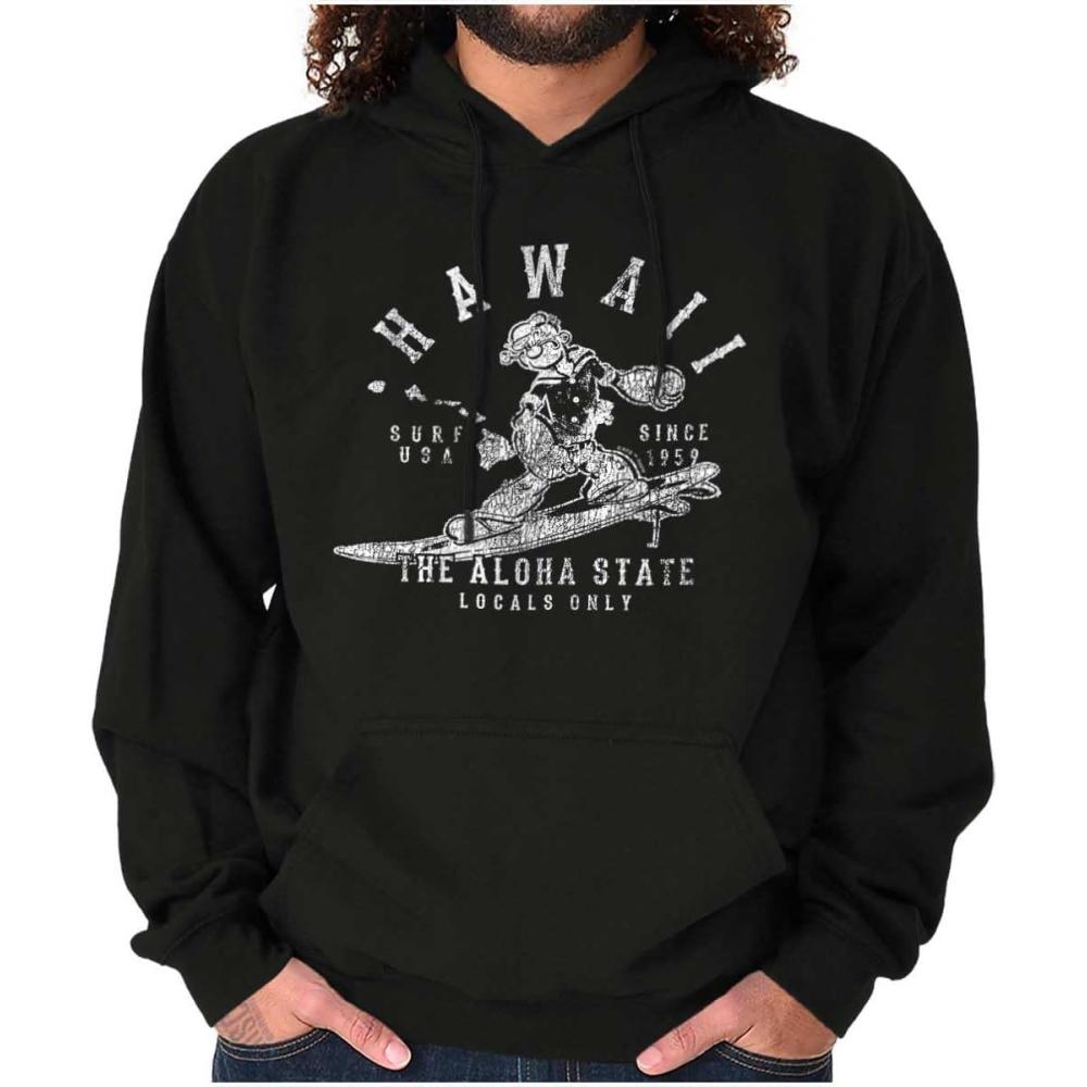 imageBrisco Brands Popeye Cartoon American States Hoodie Sweatshirt Women MenHawaii
