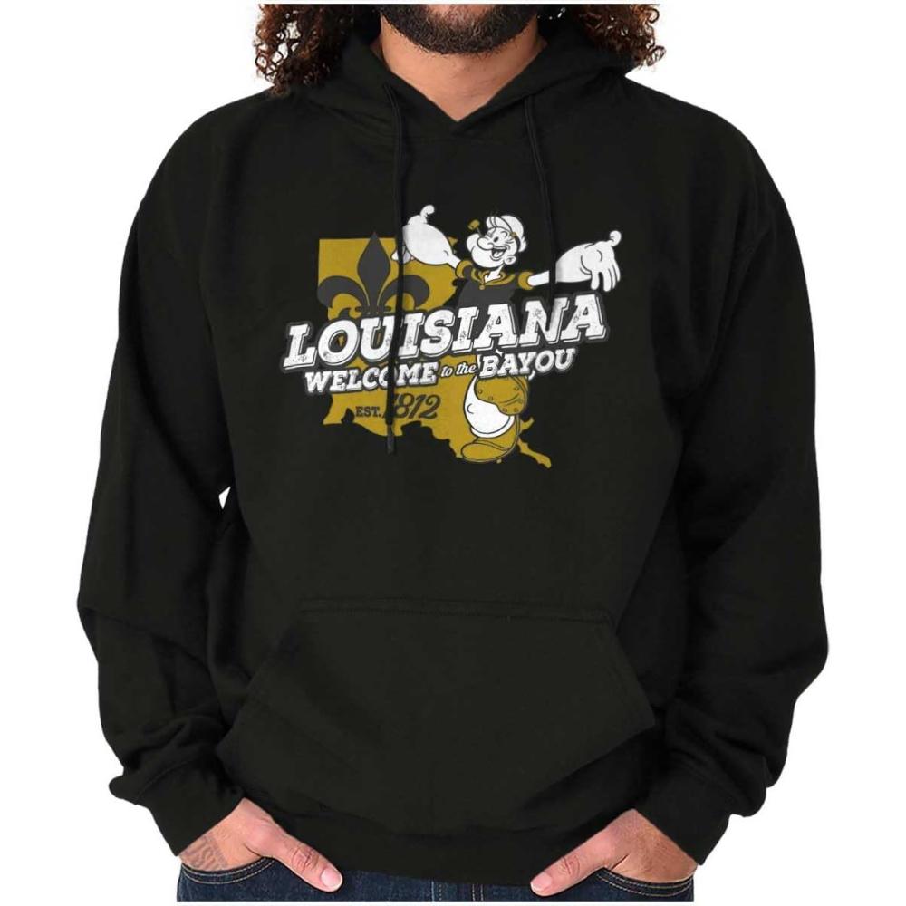 imageBrisco Brands Popeye Cartoon American States Hoodie Sweatshirt Women MenLouisiana