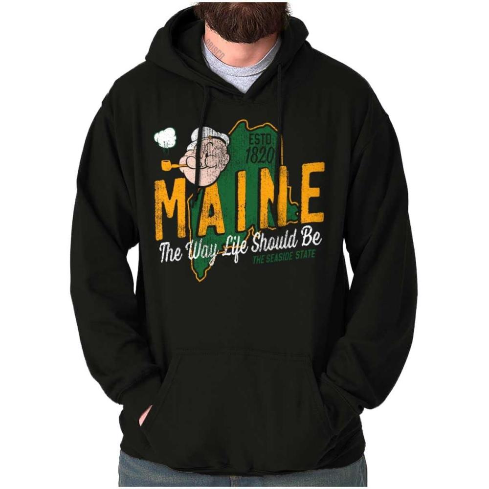 imageBrisco Brands Popeye Cartoon American States Hoodie Sweatshirt Women MenMaine