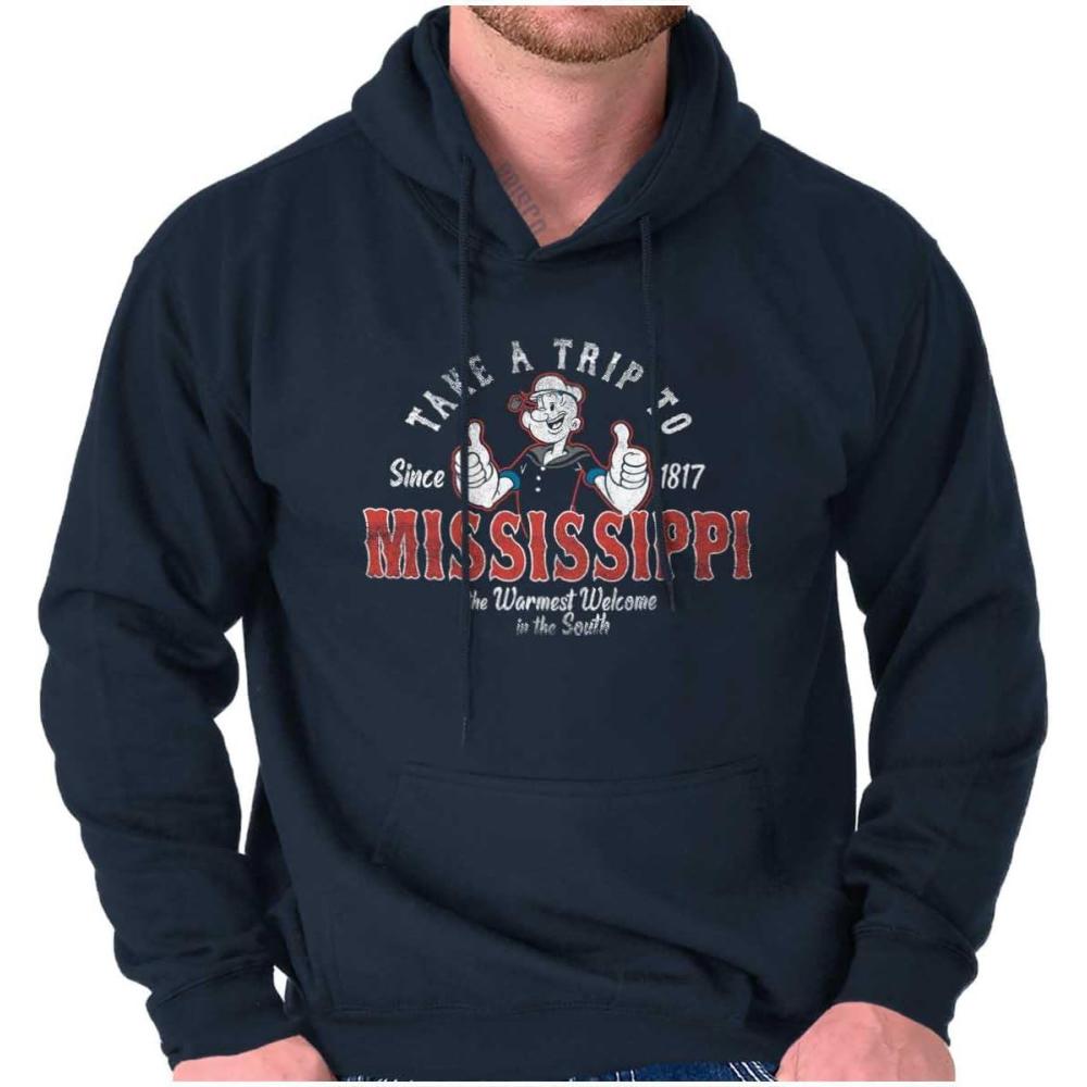 imageBrisco Brands Popeye Cartoon American States Hoodie Sweatshirt Women MenMississippi