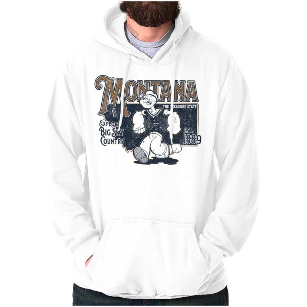 imageBrisco Brands Popeye Cartoon American States Hoodie Sweatshirt Women MenMontana