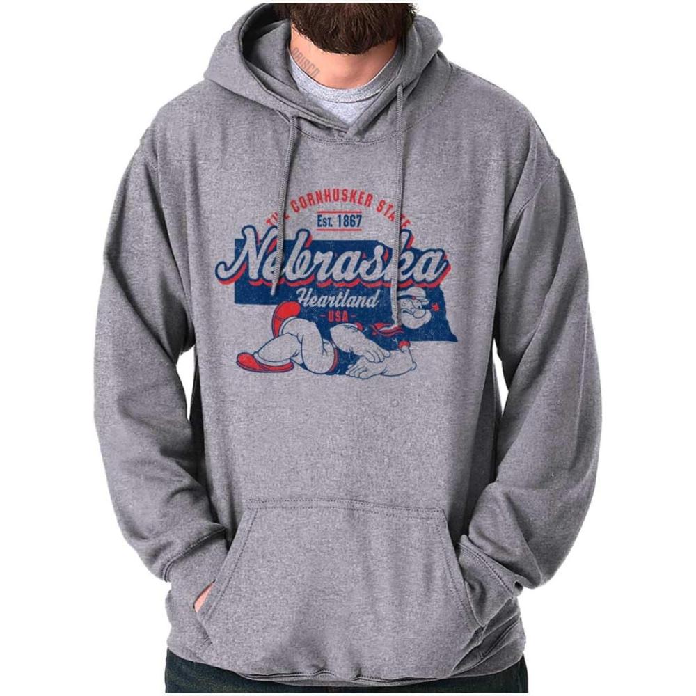 imageBrisco Brands Popeye Cartoon American States Hoodie Sweatshirt Women MenNebraska