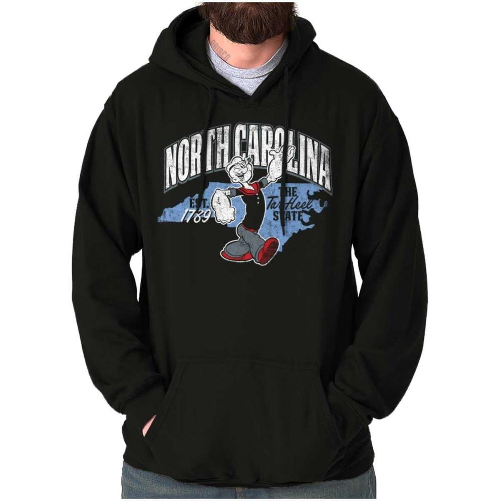 imageBrisco Brands Popeye Cartoon American States Hoodie Sweatshirt Women MenNorth Carolina Black