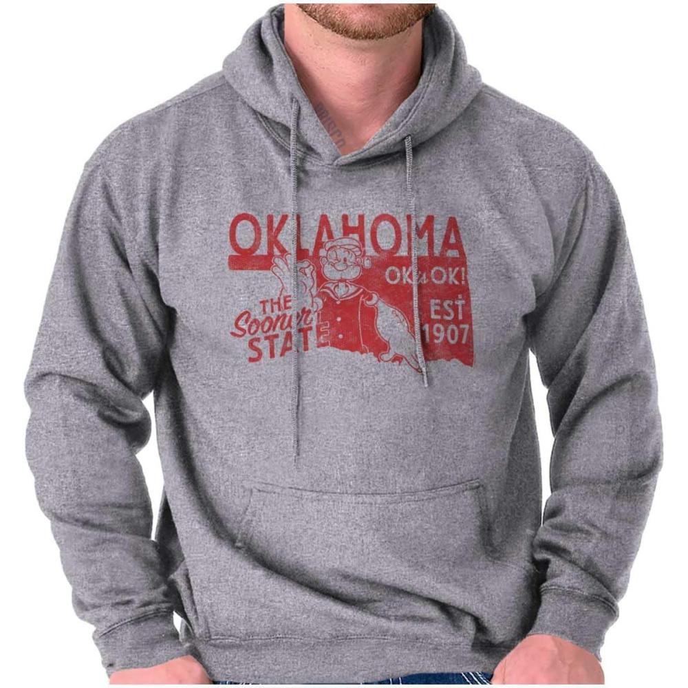 imageBrisco Brands Popeye Cartoon American States Hoodie Sweatshirt Women MenOklahoma