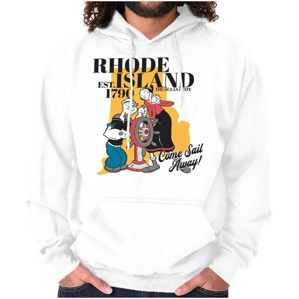 imageBrisco Brands Popeye Cartoon American States Hoodie Sweatshirt Women MenRhode Island