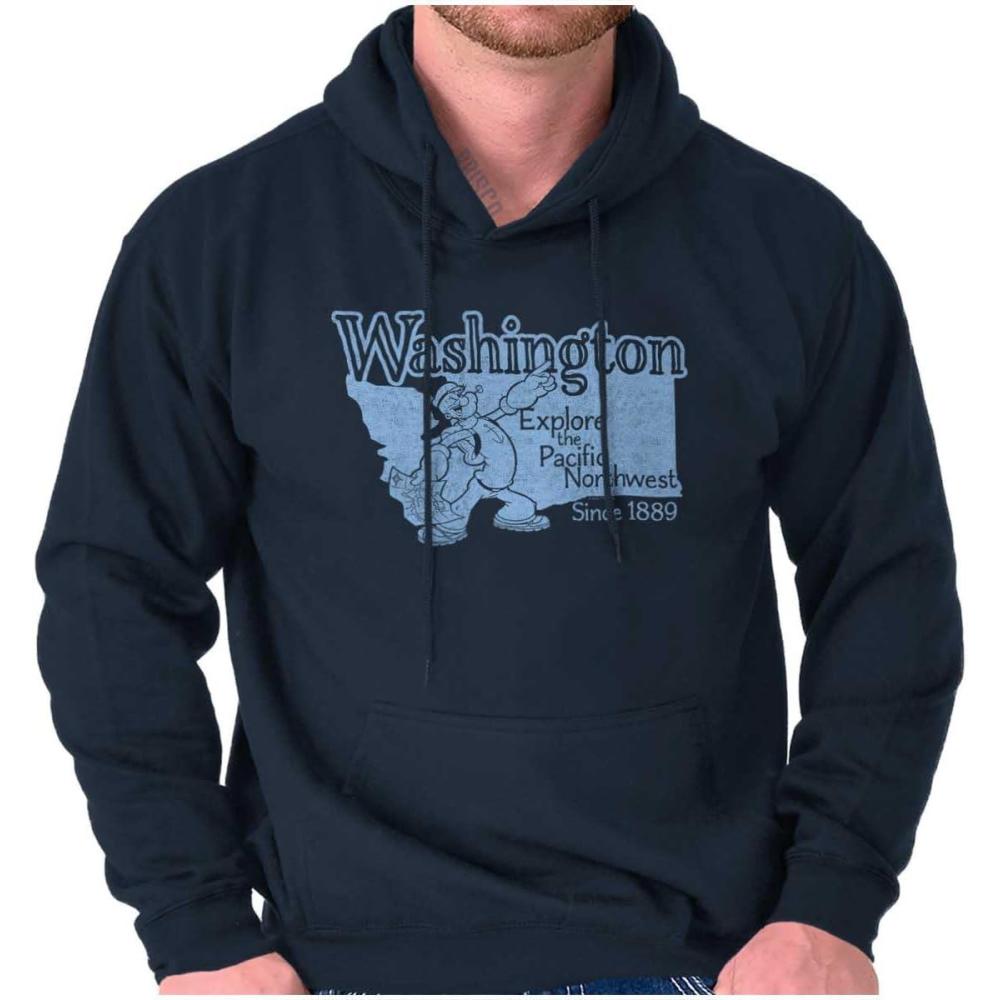 imageBrisco Brands Popeye Cartoon American States Hoodie Sweatshirt Women MenWashington