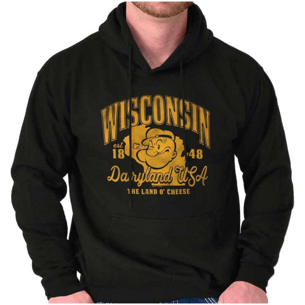imageBrisco Brands Popeye Cartoon American States Hoodie Sweatshirt Women MenWisconsin