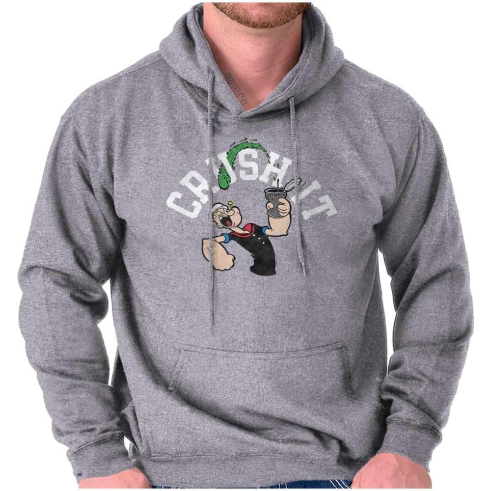 imageBrisco Brands Popeye The Sailor Man Crush It Funny Hoodie Sweatshirt Women MenSport Grey