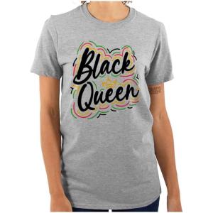 Black Queen Crown Empowerment Quote Womens Graphic T Shirt Tees(Sport Grey)