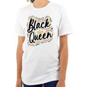 Black Queen Crown Empowerment Quote Womens Graphic T Shirt Tees(White)