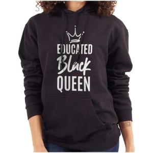 Brisco Brands Educated Black Queen Empowered Hoodie Sweatshirt Women(Black)