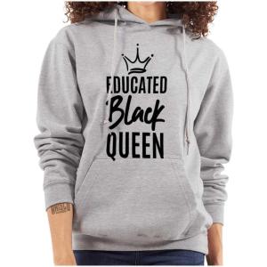 Brisco Brands Educated Black Queen Empowered Hoodie Sweatshirt Women(Sport Grey)