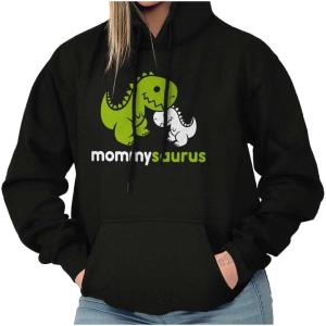 Brisco Brands Mommysaurus Cute Dinosaur Mothers Day Hoodie Sweatshirt Women(Black)