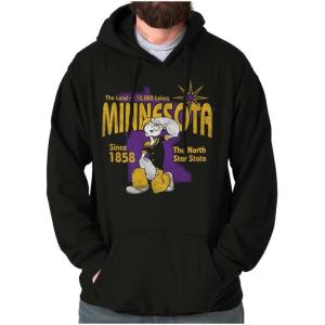 Brisco Brands Popeye Cartoon American States Hoodie Sweatshirt Women Men(Minnesota – Black)