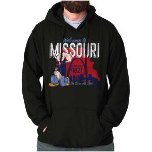 Brisco Brands Popeye Cartoon American States Hoodie Sweatshirt Women Men(Missouri – Black)