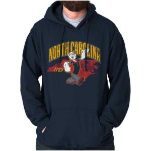 Brisco Brands Popeye Cartoon American States Hoodie Sweatshirt Women Men(North Carolina – Navy)