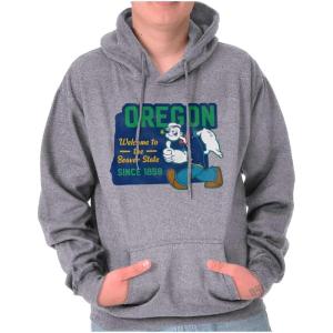 Brisco Brands Popeye Cartoon American States Hoodie Sweatshirt Women Men(Oregon)