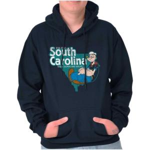 Brisco Brands Popeye Cartoon American States Hoodie Sweatshirt Women Men(South Carolina – Navy)