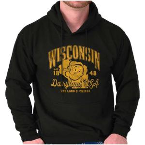 Brisco Brands Popeye Cartoon American States Hoodie Sweatshirt Women Men(Wisconsin)