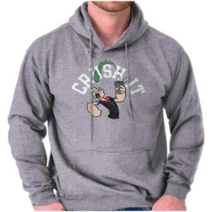 Brisco Brands Popeye The Sailor Man Crush It Funny Hoodie Sweatshirt Women Men(Sport Grey)