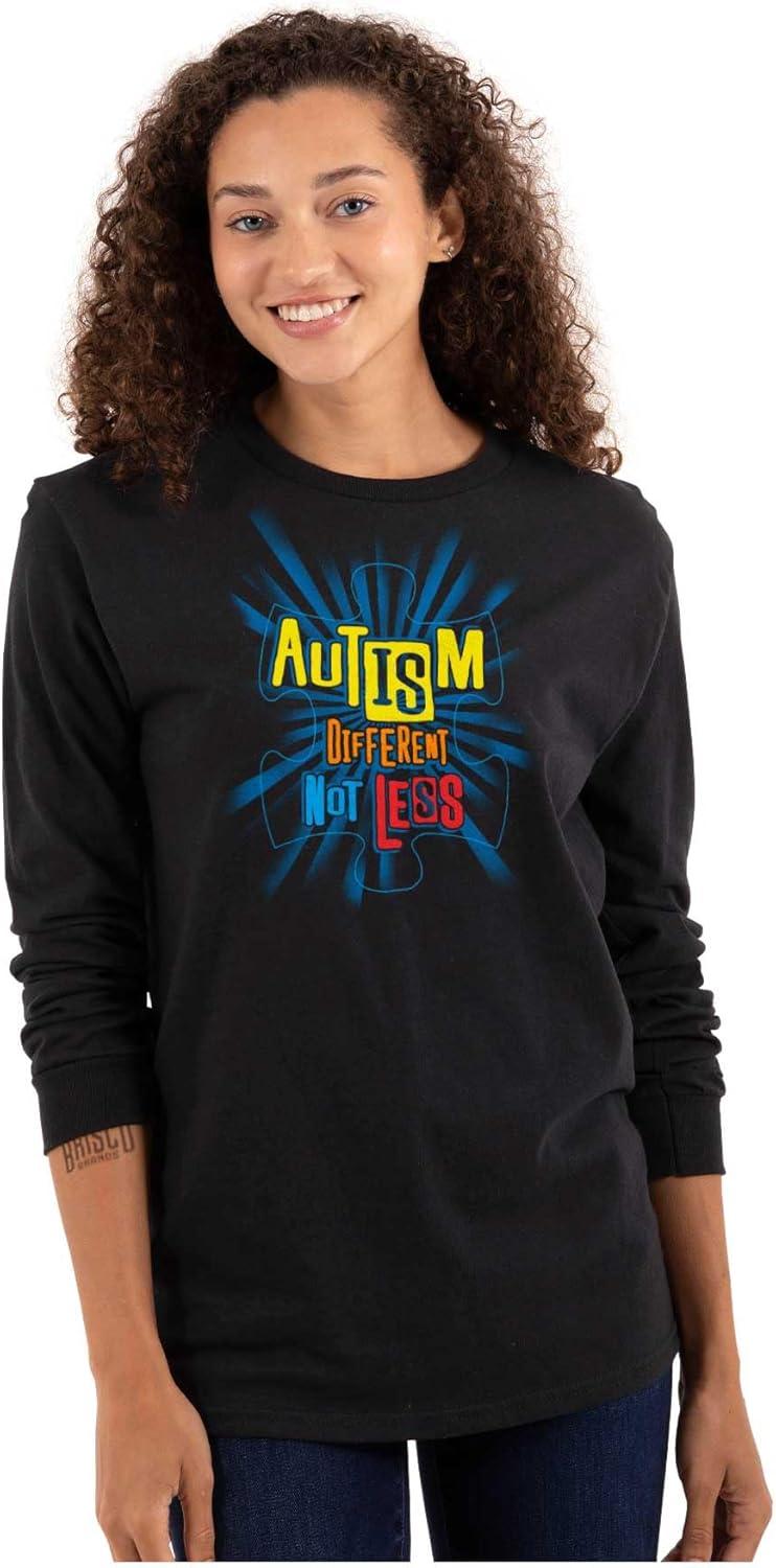 imageAutism Different Not Less Awareness Long Sleeve Tshirt Men WomenBlack