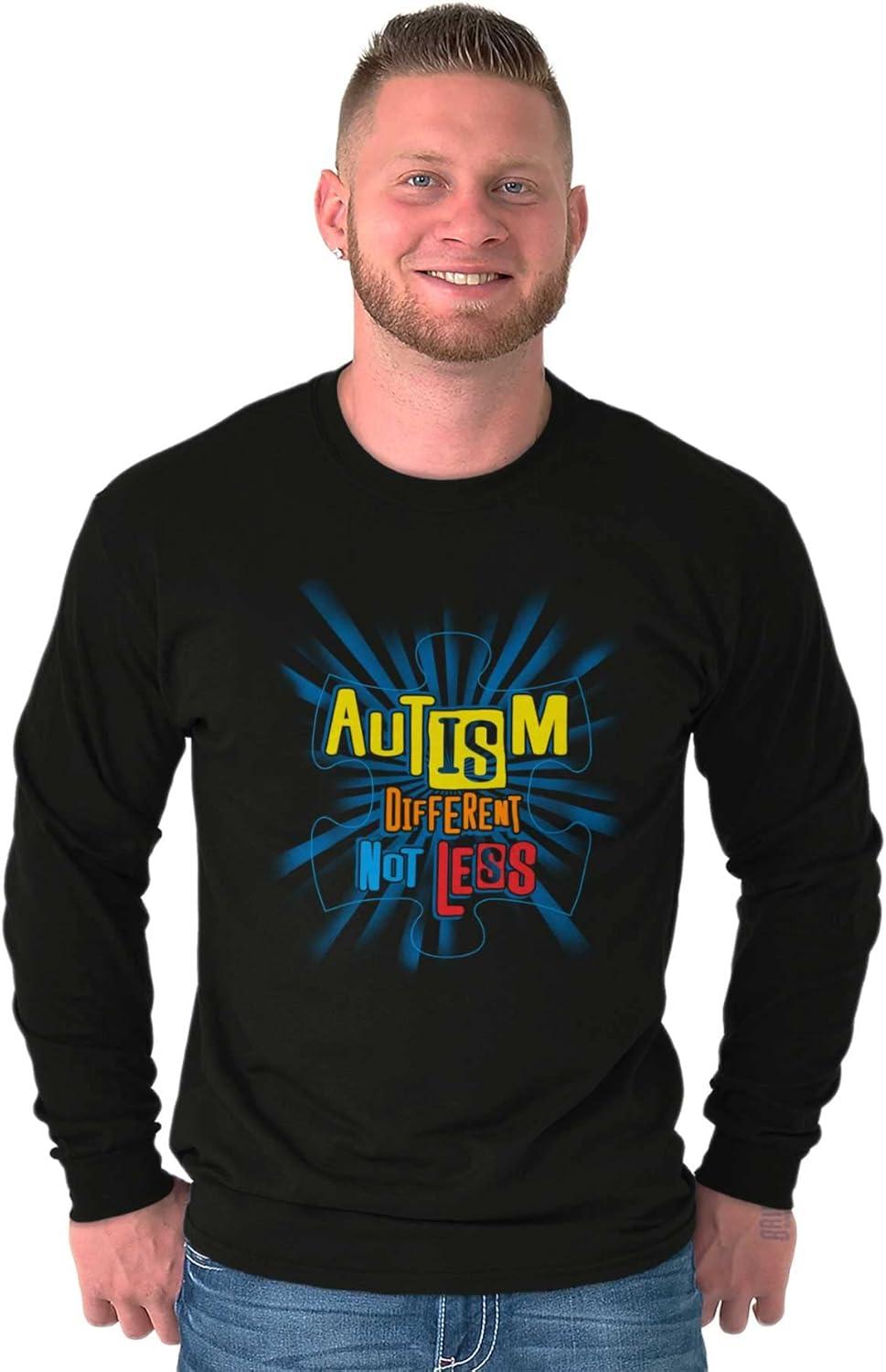 imageAutism Different Not Less Awareness Long Sleeve Tshirt Men WomenBlack