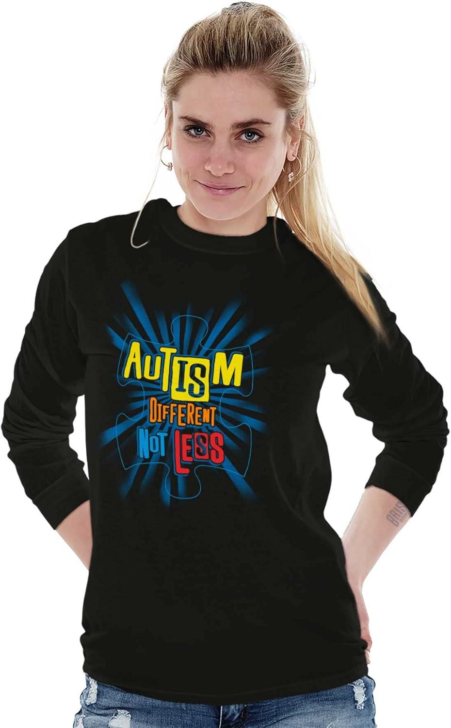 imageAutism Different Not Less Awareness Long Sleeve Tshirt Men WomenBlack