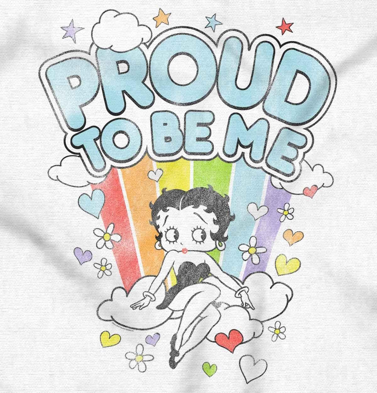 imageBrisco Brands Betty Boop Rainbow Proud To Be Me Hoodie Sweatshirt WomenWhite