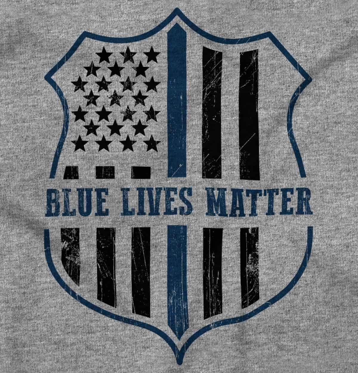 imageBrisco Brands Blue Line American Flag Police Badge Crewneck T Shirts Boy GirlSport Grey