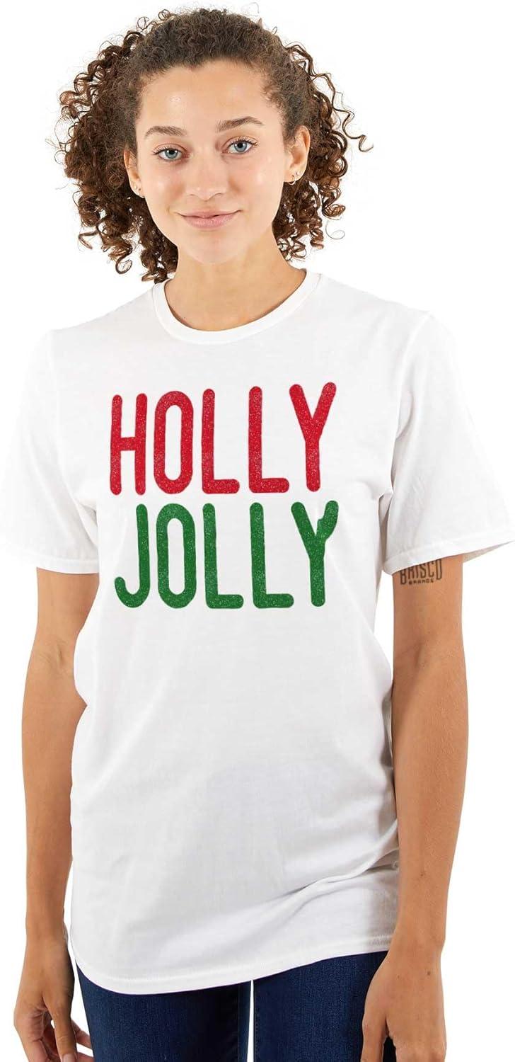 imageBrisco Brands Christmas Saying Holly Jolly Xmas Graphic T Shirt Men or WomenWhite