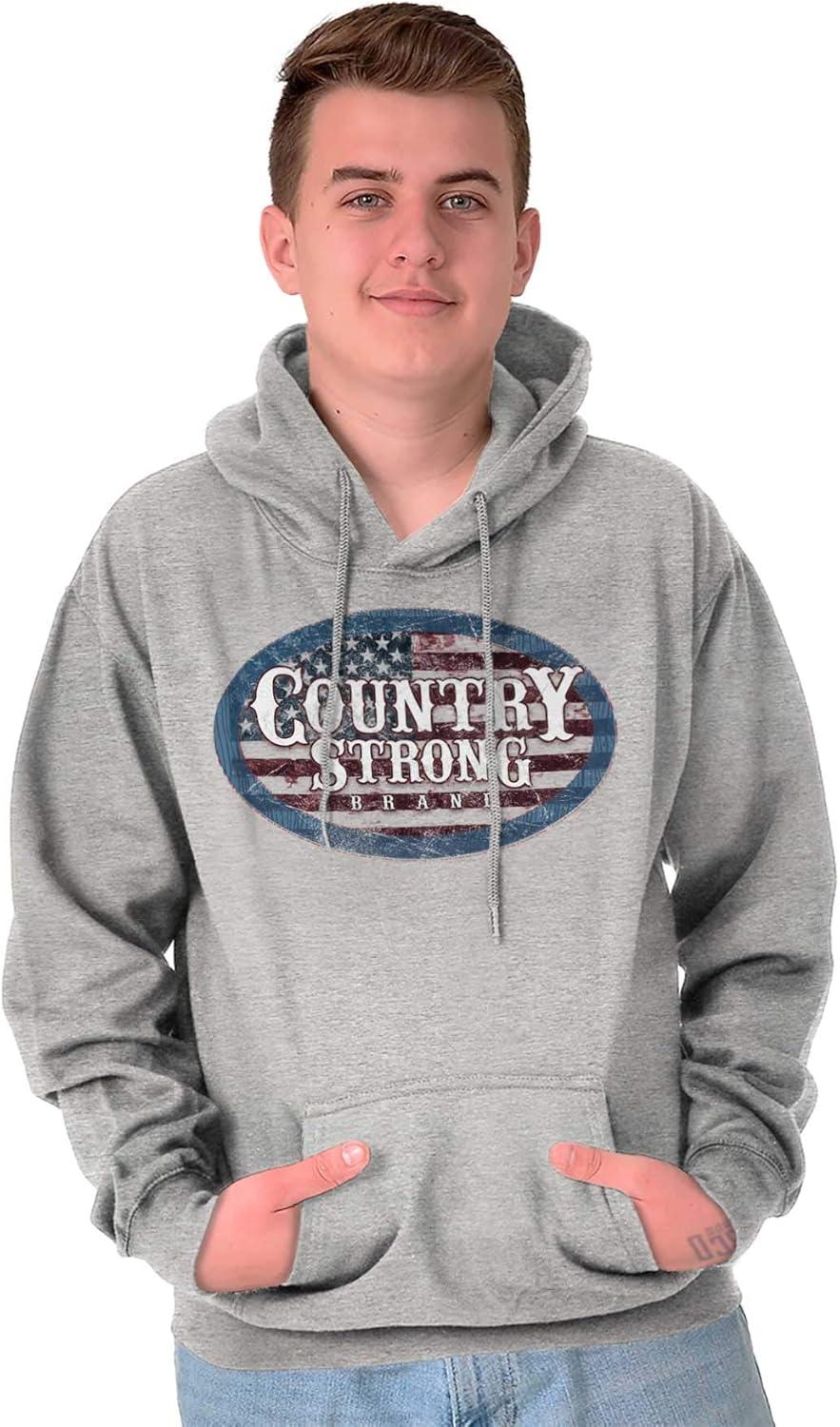 imageBrisco Brands Country Strong America Flag Patriotic Hoodie Sweatshirt Women MenSport Grey