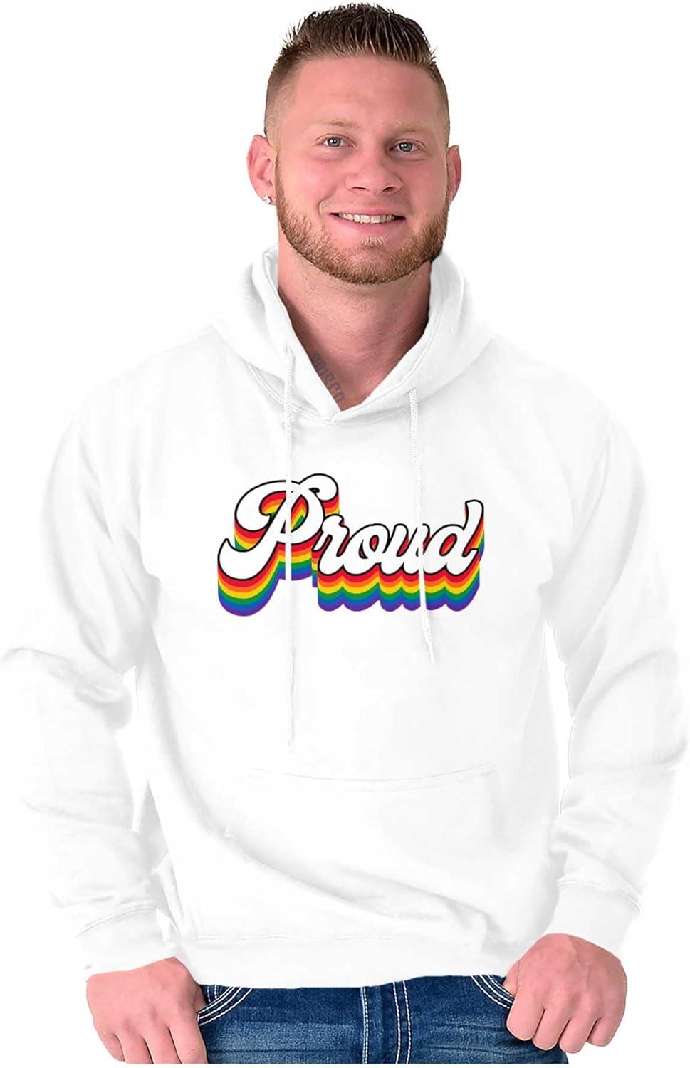 imageBrisco Brands Inspirational Proud Gay Pride Rainbow Hoodie Sweatshirt Women MenWhite