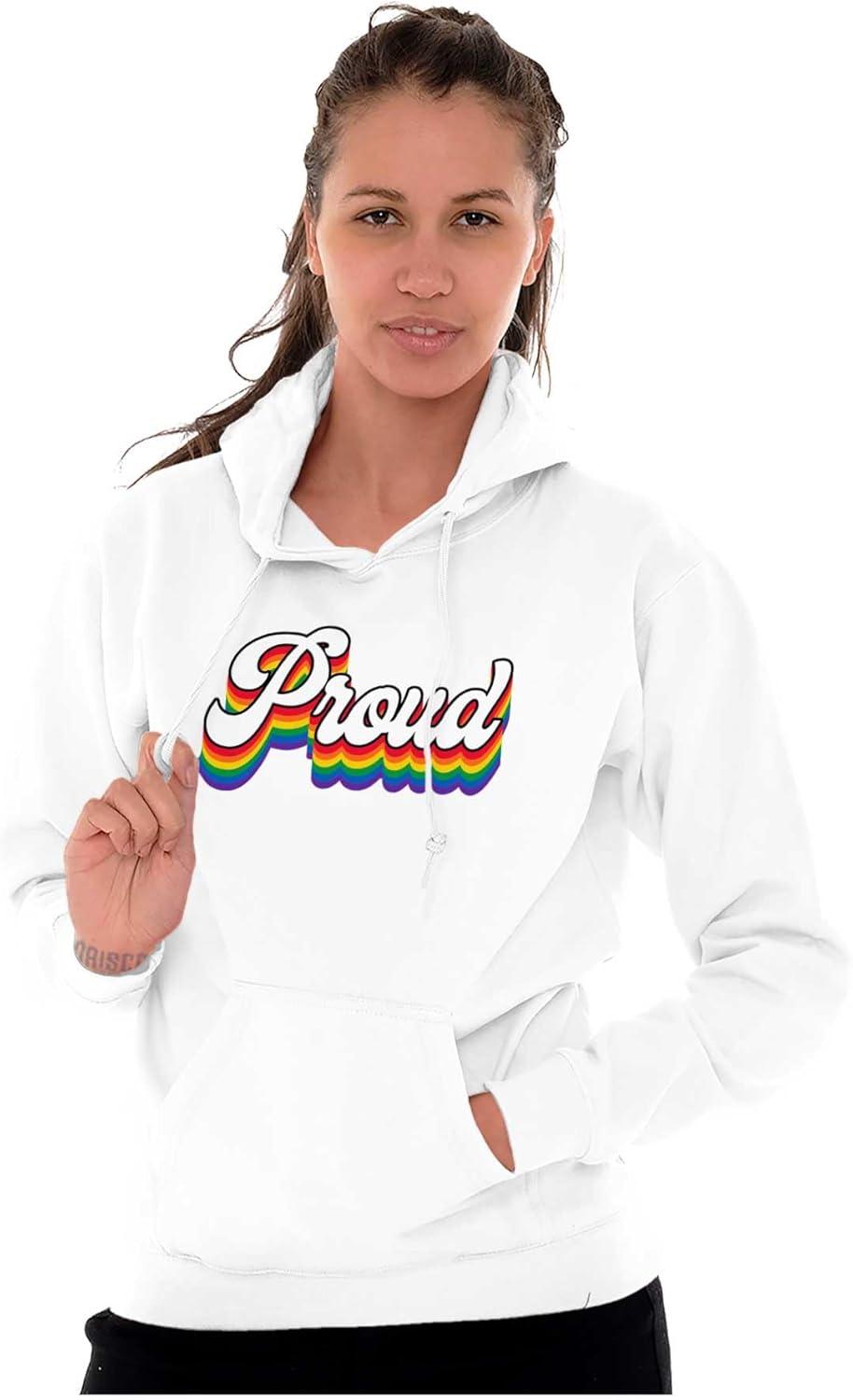 imageBrisco Brands Inspirational Proud Gay Pride Rainbow Hoodie Sweatshirt Women MenWhite