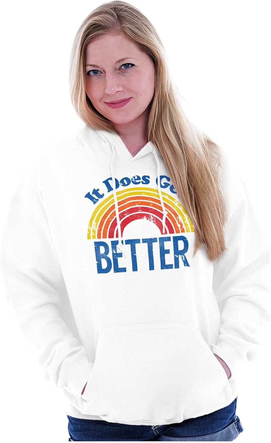imageBrisco Brands It Does Get Better Motivational LGBTQ Hoodie Sweatshirt Women MenWhite