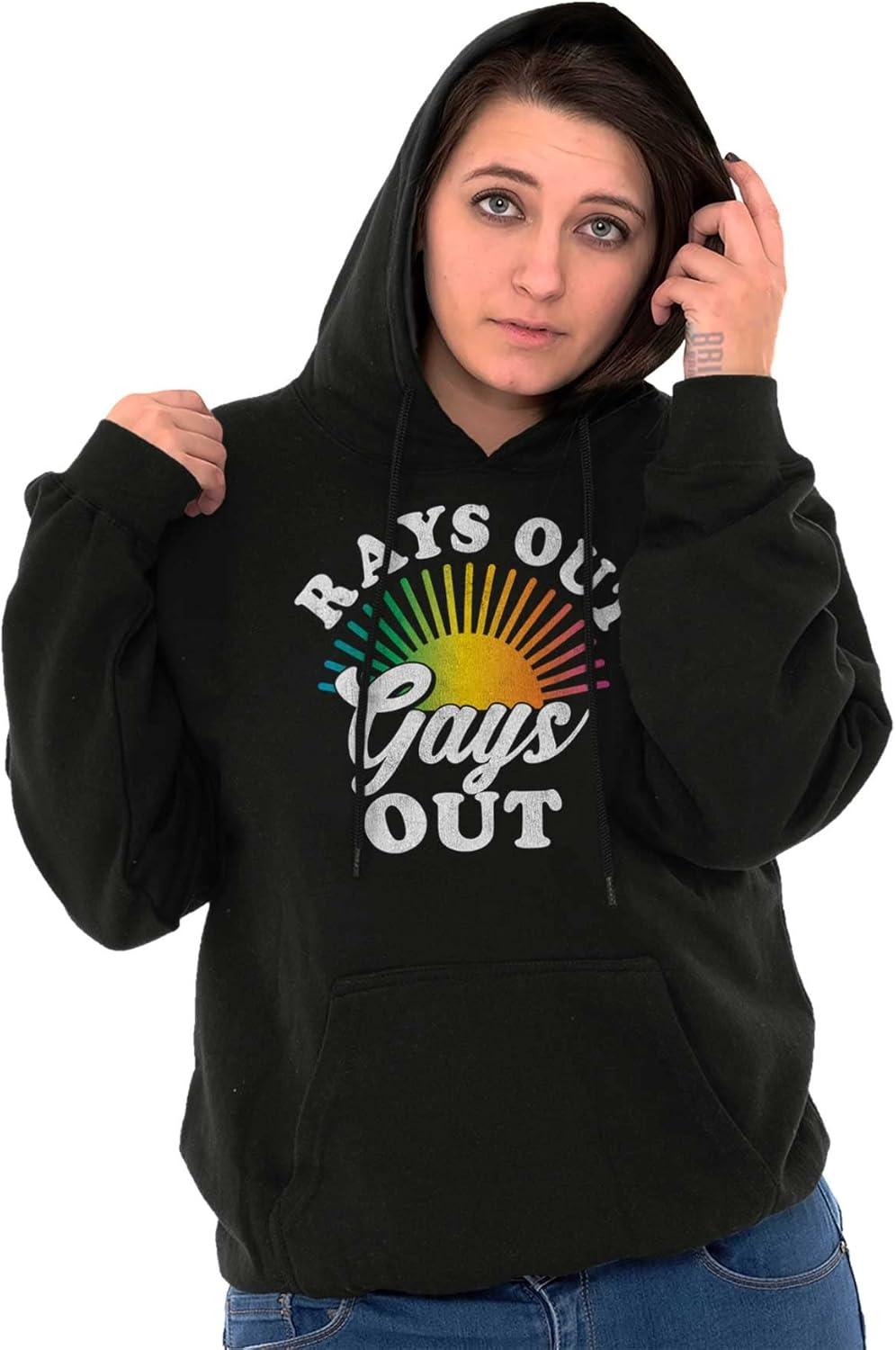 imageBrisco Brands Rays Out Gays Out LGBTQ Pride Summer Hoodie Sweatshirt Women MenBlack
