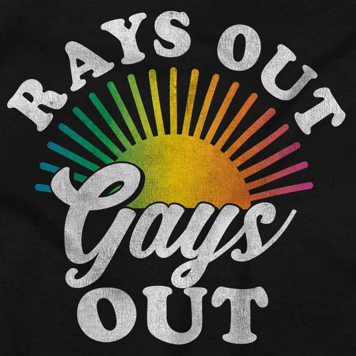 imageBrisco Brands Rays Out Gays Out LGBTQ Pride Summer Womens Slim Fit Graphic TeeBlack