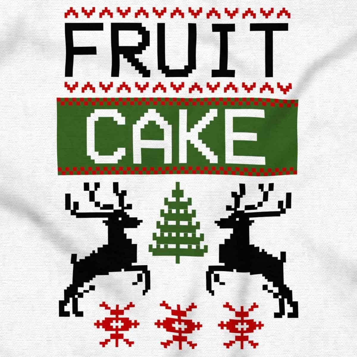 imageBrisco Brands Ugly Christmas Fruit Cake Pattern Graphic T Shirt Men or WomenWhite