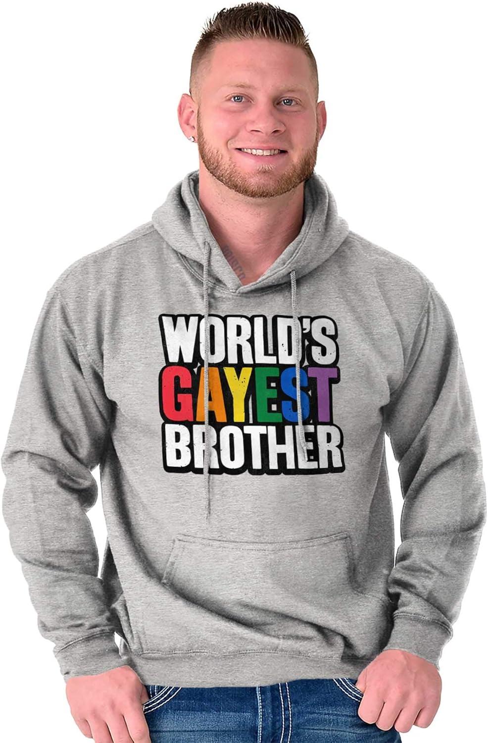 imageBrisco Brands Worlds Gayest Brother Sibling Pride Hoodie Hooded Sweatshirt MenSport Grey