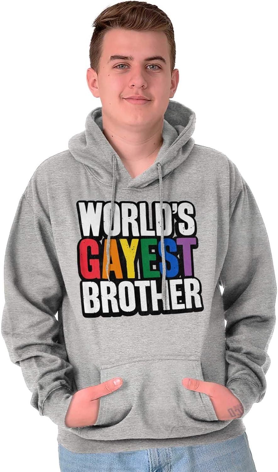 imageBrisco Brands Worlds Gayest Brother Sibling Pride Hoodie Hooded Sweatshirt MenSport Grey