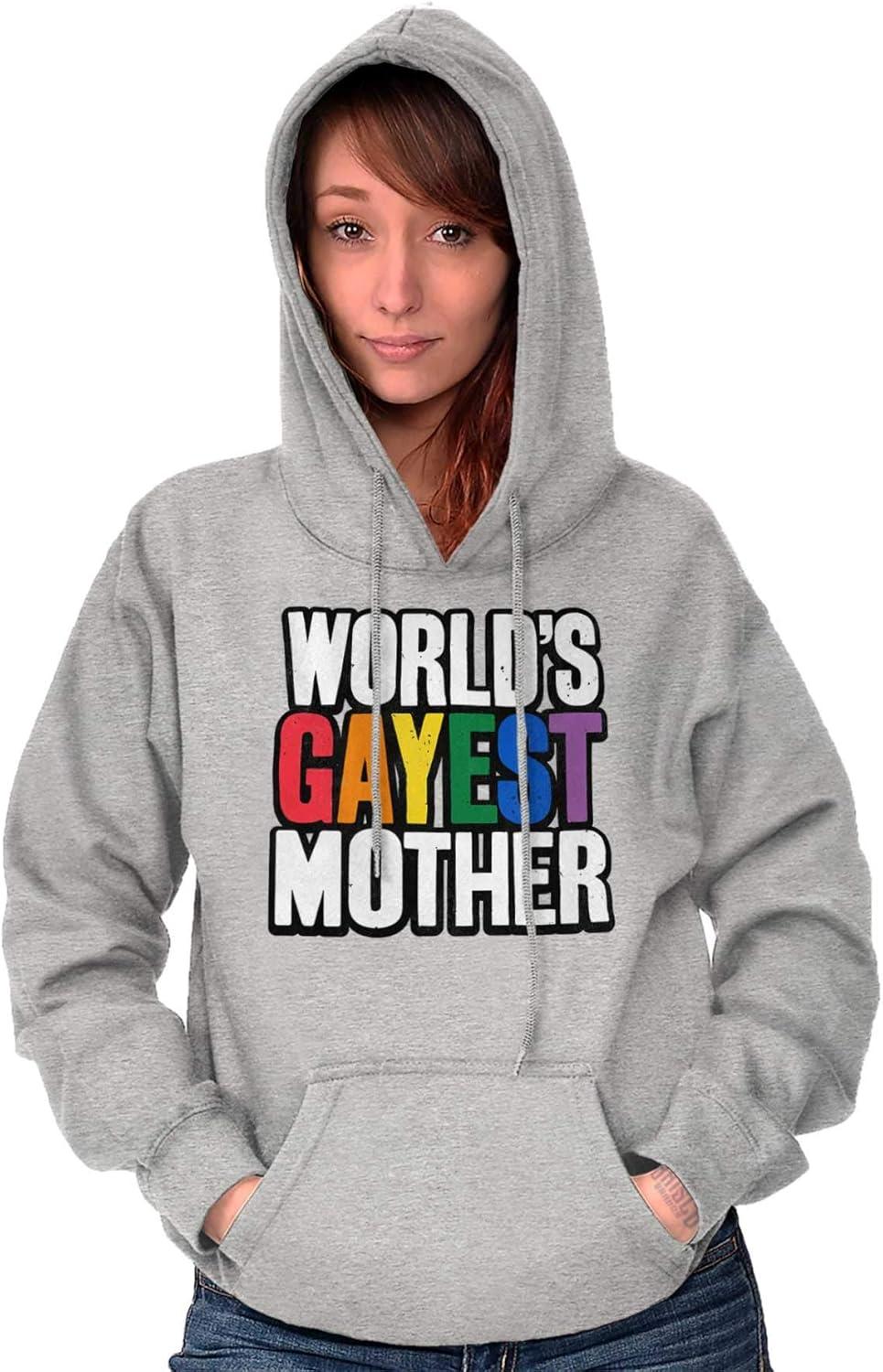 imageBrisco Brands Worlds Gayest Mother Queer Mom Hoodie Sweatshirt WomenSport Grey