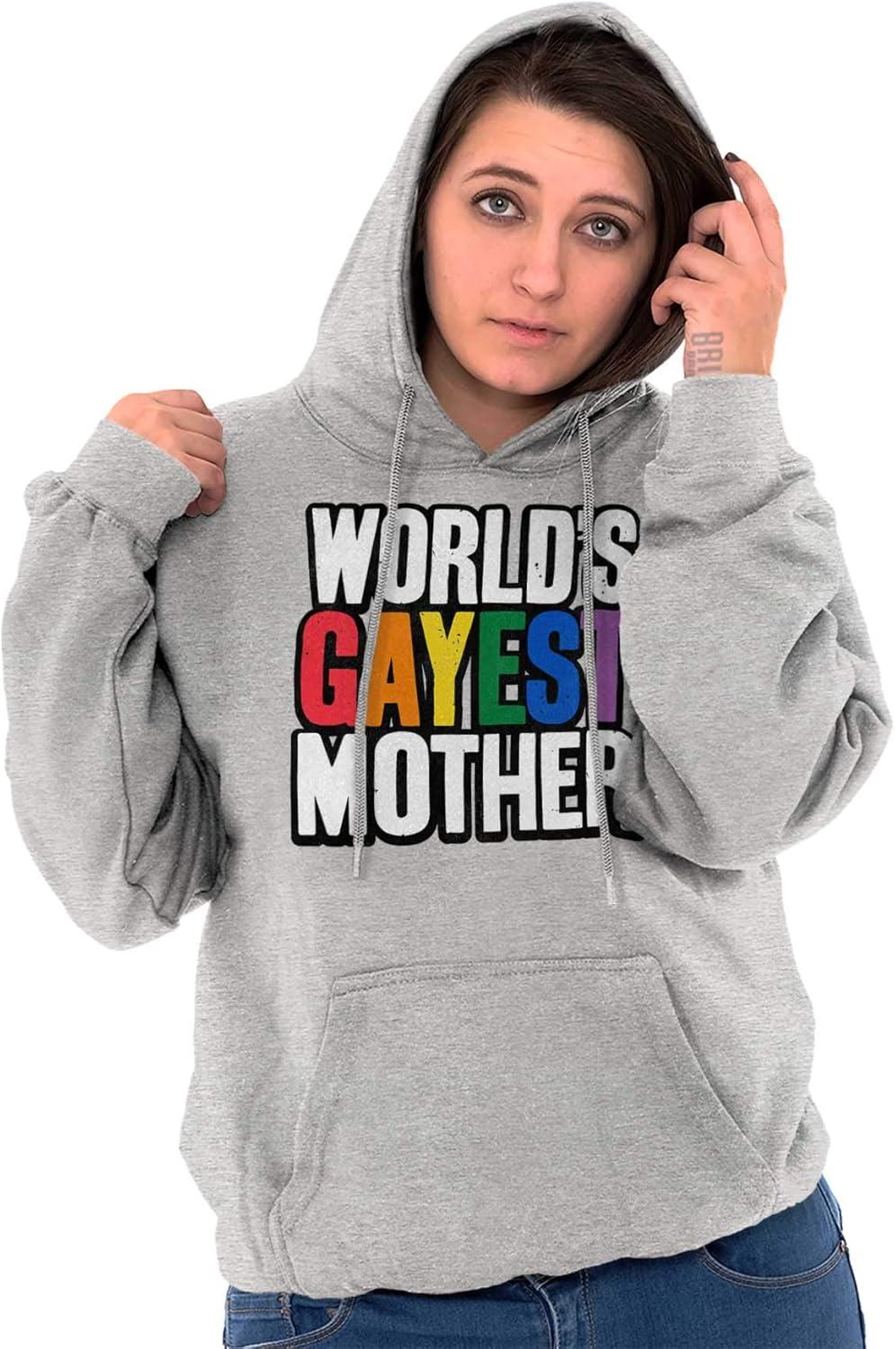 imageBrisco Brands Worlds Gayest Mother Queer Mom Hoodie Sweatshirt WomenSport Grey