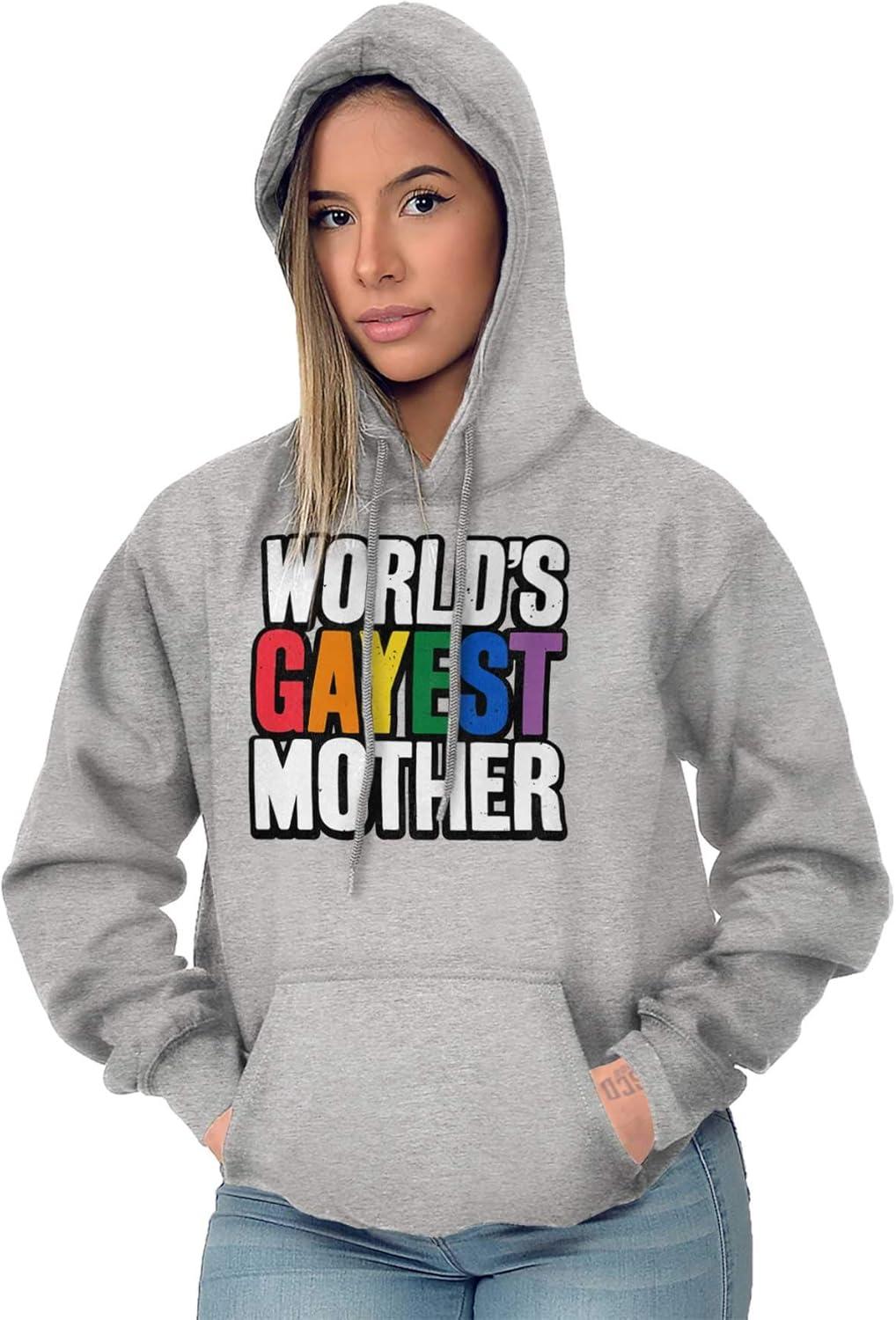 imageBrisco Brands Worlds Gayest Mother Queer Mom Hoodie Sweatshirt WomenSport Grey