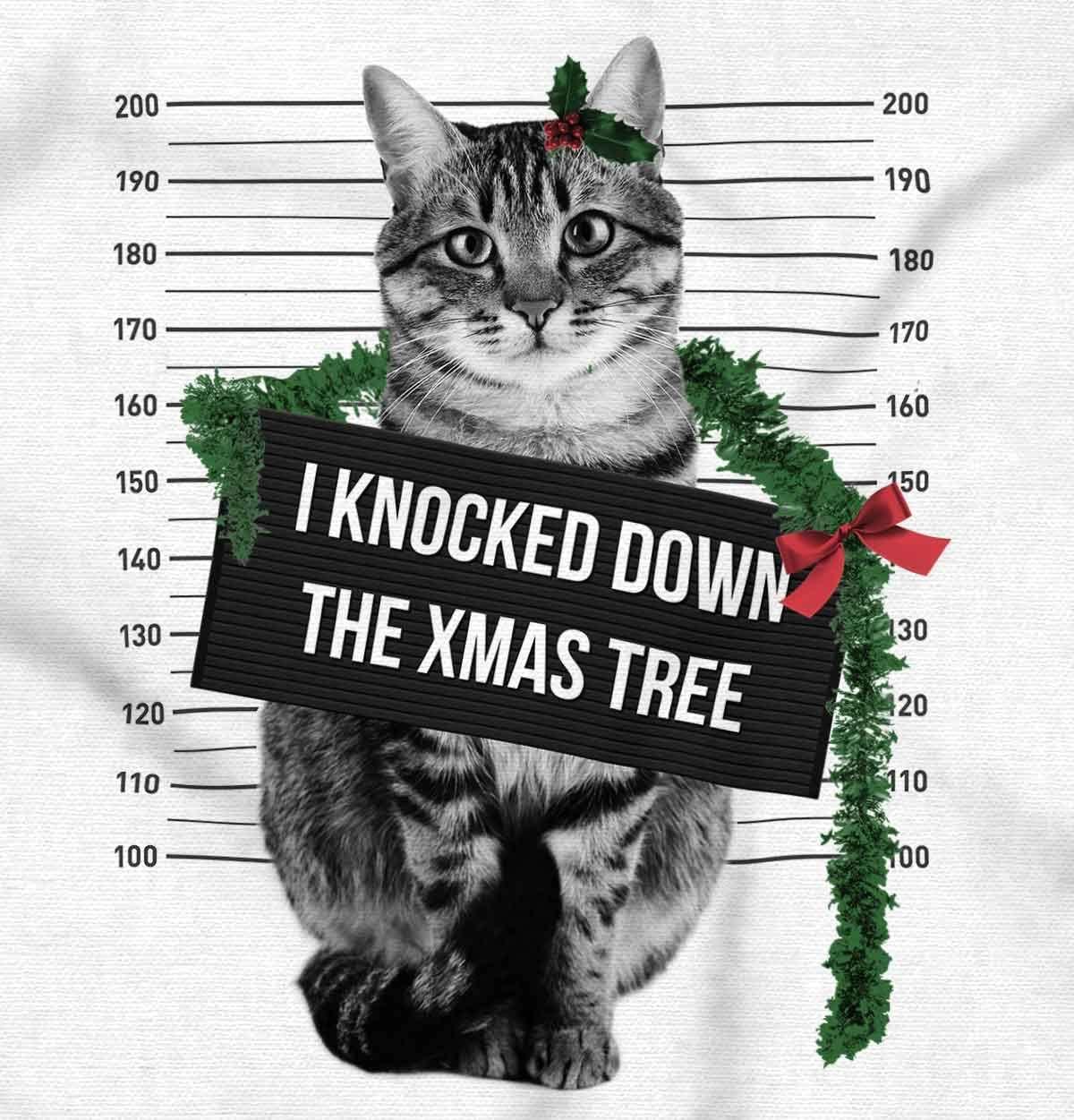 imageCat Knocked Down The Christmas Tree Graphic T Shirt Men or WomenWhite