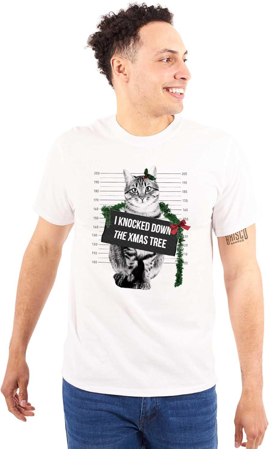 imageCat Knocked Down The Christmas Tree Graphic T Shirt Men or WomenWhite