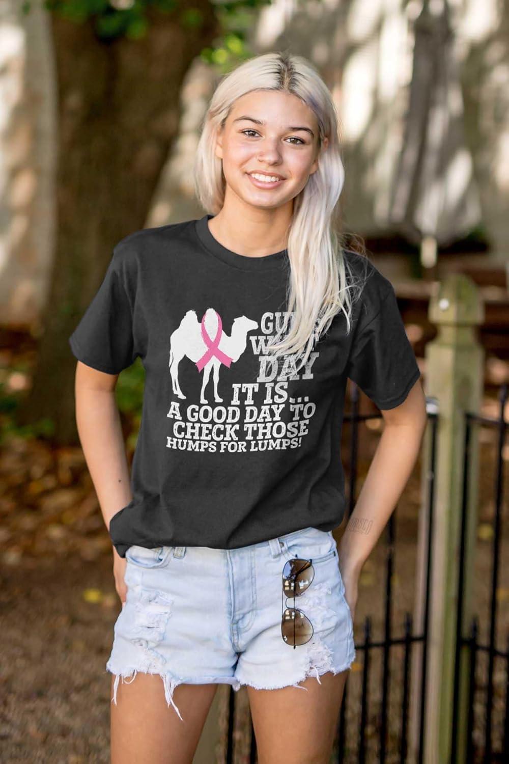 imageHump Day Check Breast Cancer Aware Womens Graphic T Shirt TeesBlack