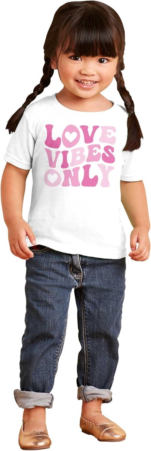 imageValentines Day Love Vibes Only Toddler Baby Girl T ShirtWhite