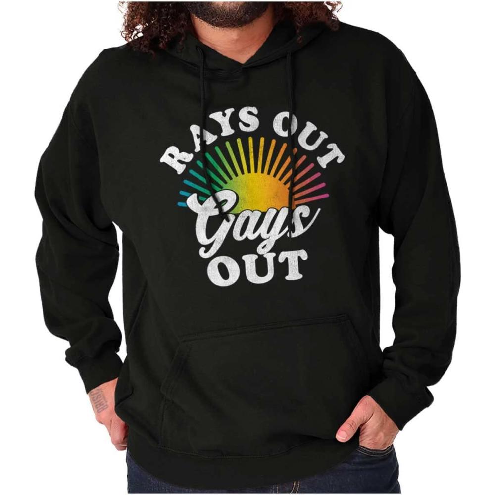 imageBrisco Brands Rays Out Gays Out LGBTQ Pride Summer Hoodie Sweatshirt Women MenBlack